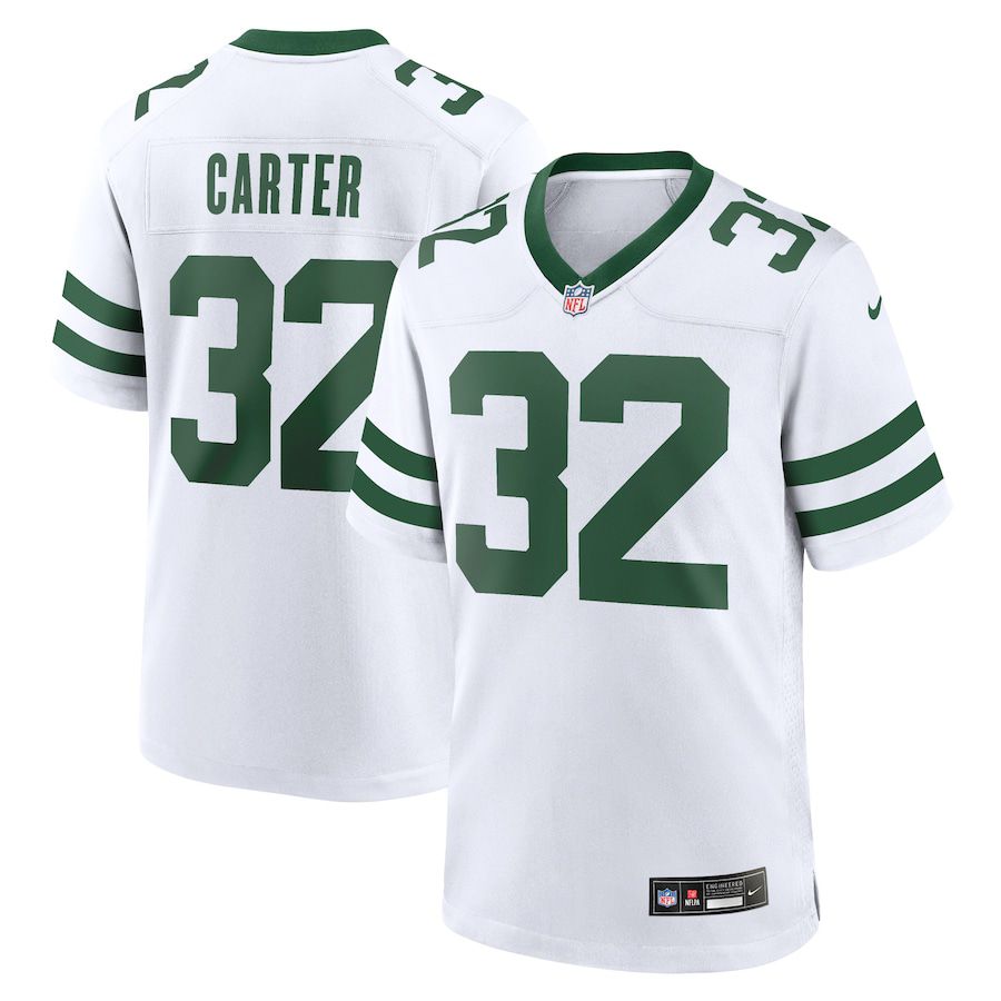 Men New York Jets #32 Michael Carter Nike Legacy White Game NFL Jersey->->NFL Jersey
